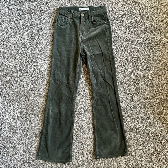 Mango Olive Green Corduroy Boot Cut Pants Size 2 - Picture 2 of 11